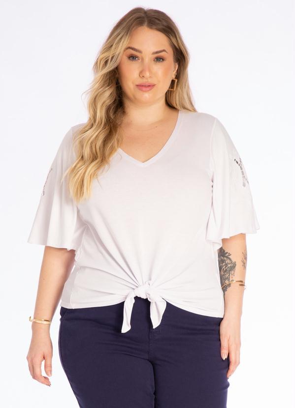 Lisamour - Blusa Bom Bordado Manga Branco