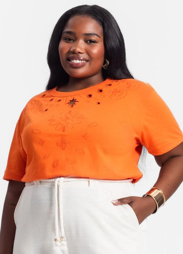 Secret Glam - Blusa Bordada Feminina Laranja
