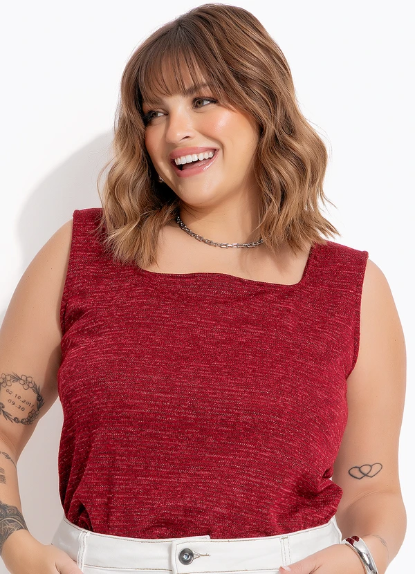 Marguerite - Blusa Bordô em Malha com Lurex