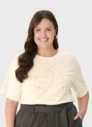 Malwee - Blusa Box Floral em Puff PlusOff White - MALWEE