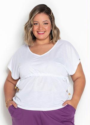 Blusa (Branca) com Amarra��o Ajust�vel Plus Size
