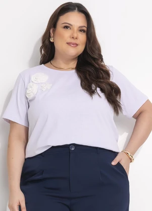 Marguerite - Blusa Branca com Aplicação de Flores - MARGUERITE