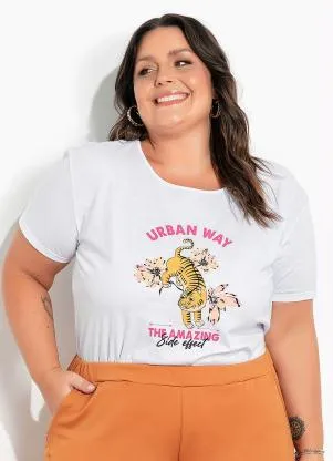 Marguerite - Blusa Branca com Estampa Localizada Plus Size - MARGUERITE