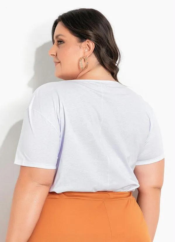 Marguerite - Blusa Branca com Estampa Localizada Plus Size 2