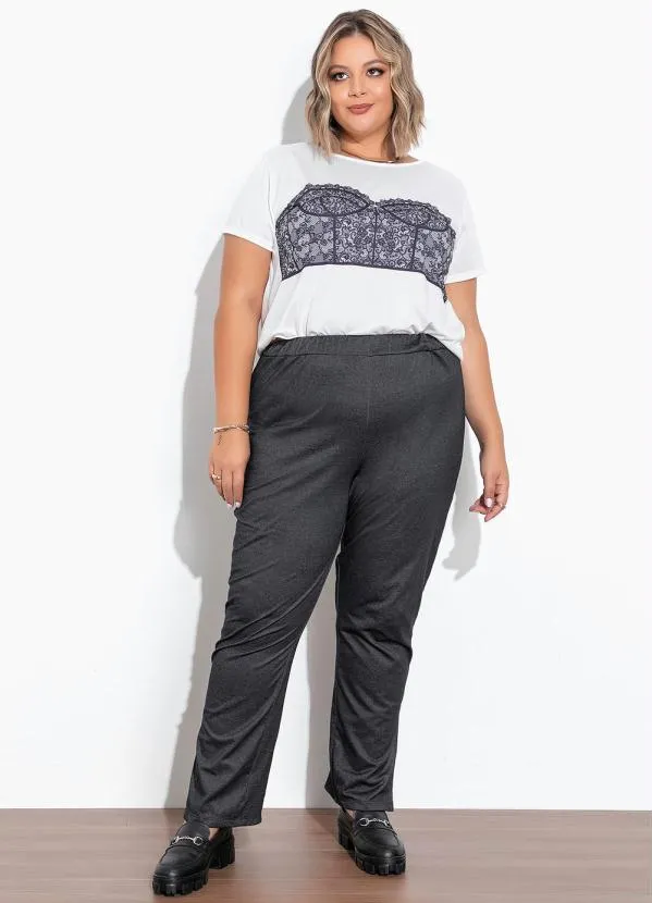 Marguerite - Blusa Branca com Estampa Localizada Plus Size 3