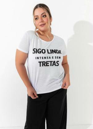 Blusa (Branca) com Estampa na Frente Plus Size