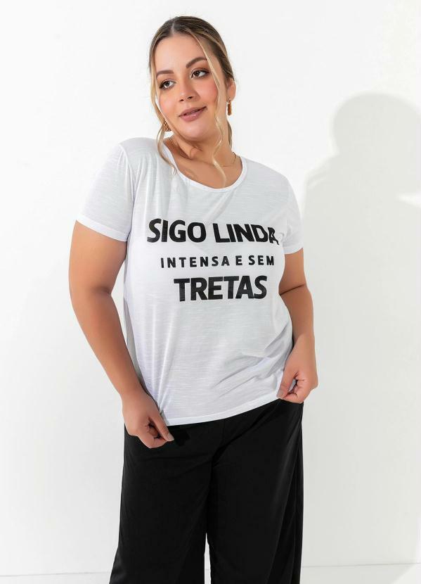Blusa (Branca) com Estampa na Frente Plus Size