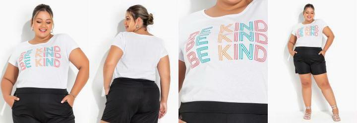 Blusa Branca com Estampa na Frente Plus Size