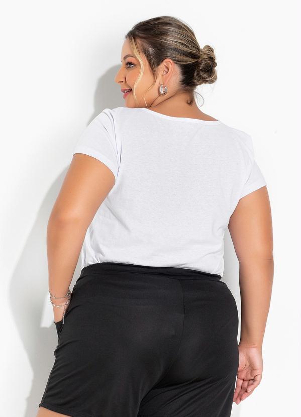 Marguerite - Blusa Branca com Estampa na Frente Plus Size 2
