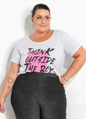 Marguerite - Blusa Branca com Estampa na Frente Plus Size - MARGUERITE