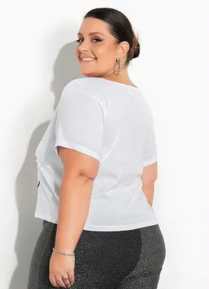Marguerite - Blusa Branca com Estampa na Frente Plus Size - MARGUERITE