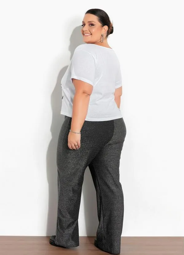 Marguerite - Blusa Branca com Estampa na Frente Plus Size 5