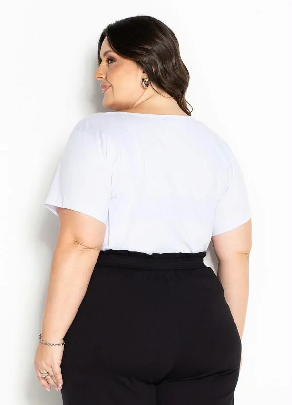 Marguerite - Blusa Branca com Estampa Plus Size 4