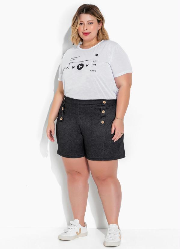 Marguerite - Blusa Branca com Estampa Plus Size 4