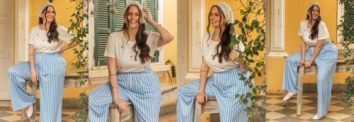 Blusa Branca em Malha com Bordados de Borboletas