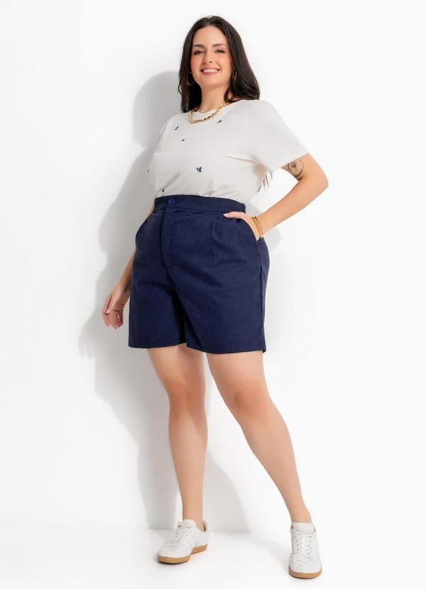 Marguerite - Blusa Branca em Malha com Bordados de Borboletas
