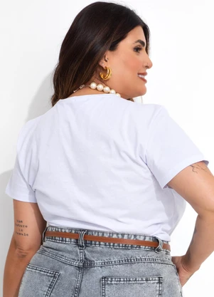 Marguerite - Blusa Branca em Malha com Bordados de Coração - MARGUERITE