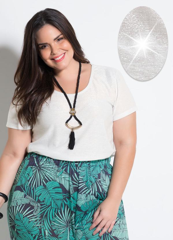 Marguerite - Blusa Branca Metalizada Plus Size Marguerite