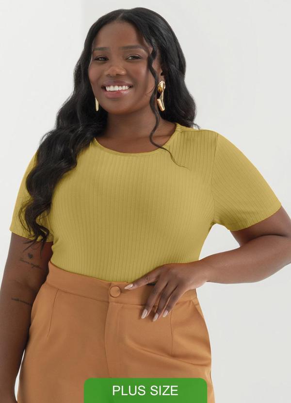 Cativa - Blusa Canelada Básica Plus Size Amarelo