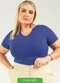 Cativa - Blusa Canelada Básica Plus Size Azul - variação: Azul