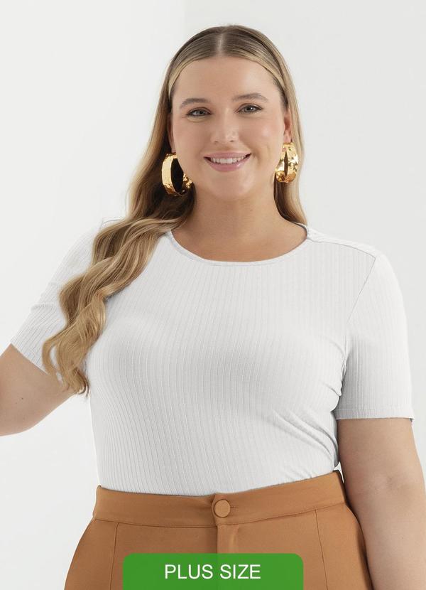 Cativa - Blusa Canelada Básica Plus Size Branco 1