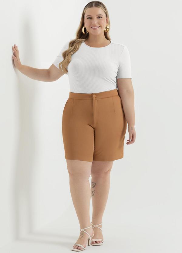 Cativa - Blusa Canelada Básica Plus Size Branco 2