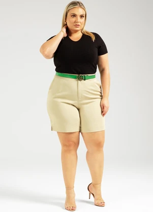 Cativa - Blusa Canelada Básica Plus Size Preto - CATIVA