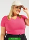 Cativa - Blusa Canelada Básica Plus Size Azul - variação: Rosa