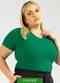 Cativa - Blusa Canelada Básica Plus Size Azul - variação: Verde