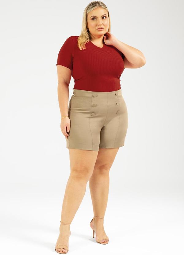 Cativa - Blusa Canelada Básica Plus Size Vermelho 2