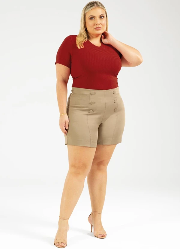 Cativa - Blusa Canelada Básica Plus Size Vermelho 2
