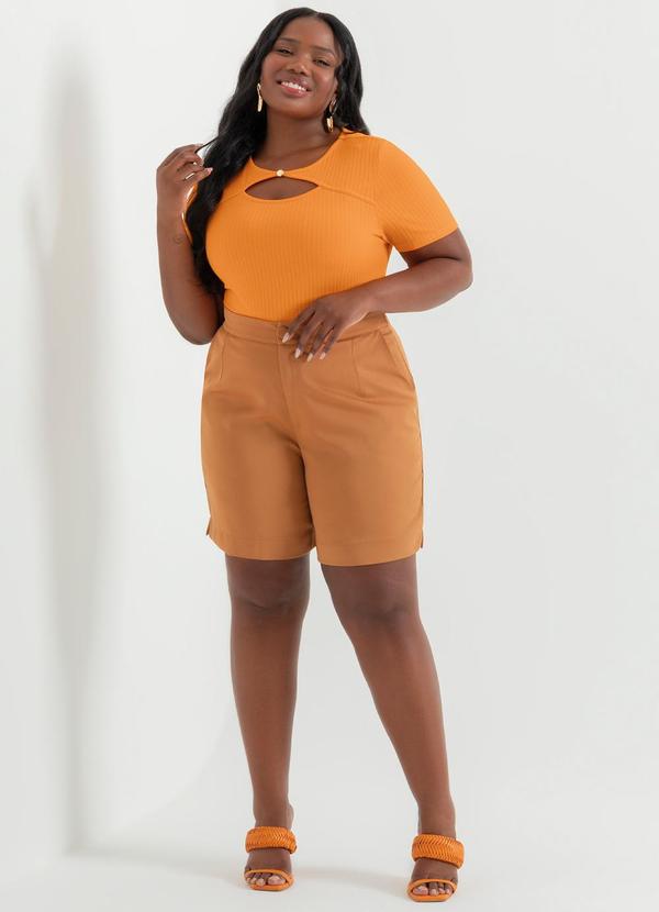 Cativa - Blusa Canelada com Abertura Laranja 2