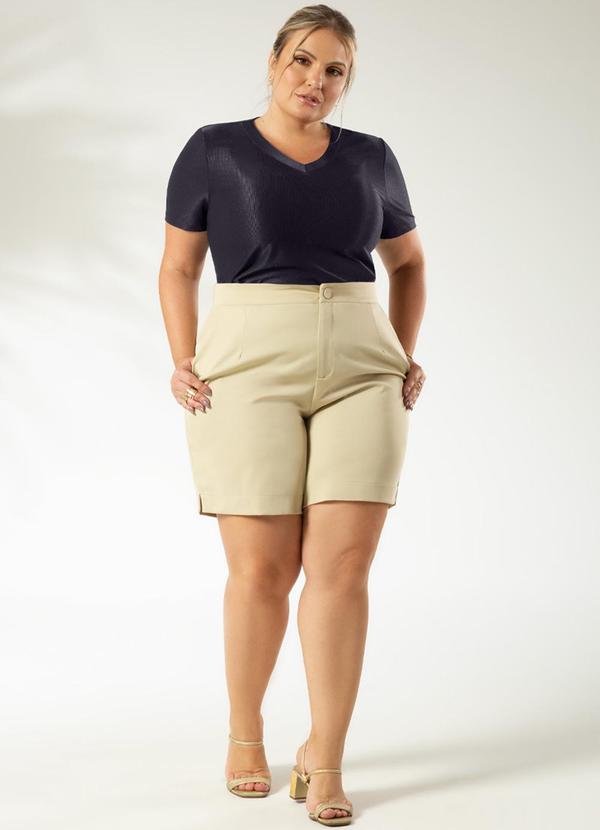 Cativa - Blusa Canelada com Decote em V Preto 2