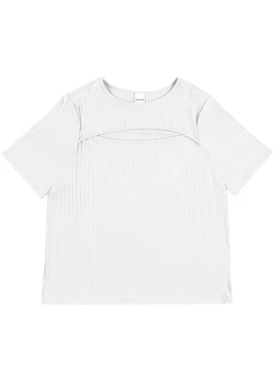 Malwee - Blusa Canelada Cut Out PlusBranco - MALWEE