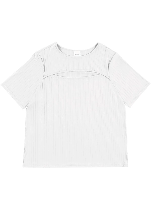 Malwee - Blusa Canelada Cut Out PlusBranco