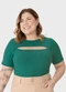Malwee - Blusa Canelada Cut Out PlusBranco - variação: Verde