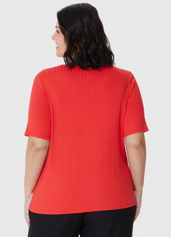 Malwee - Blusa Canelada Cut Out PlusVermelho 2