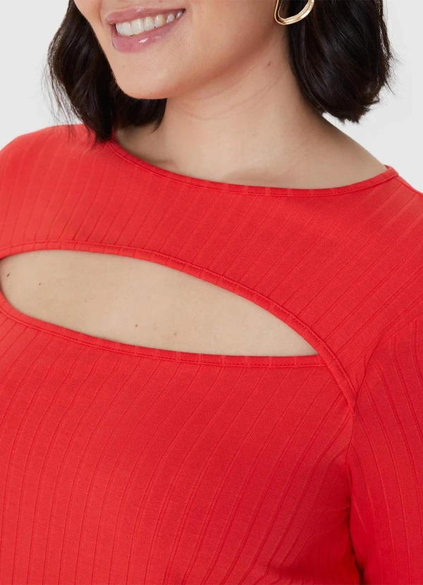 Malwee - Blusa Canelada Cut Out PlusVermelho 5