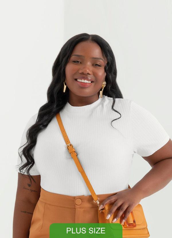 Cativa - Blusa Canelada de Gola Alta Branco