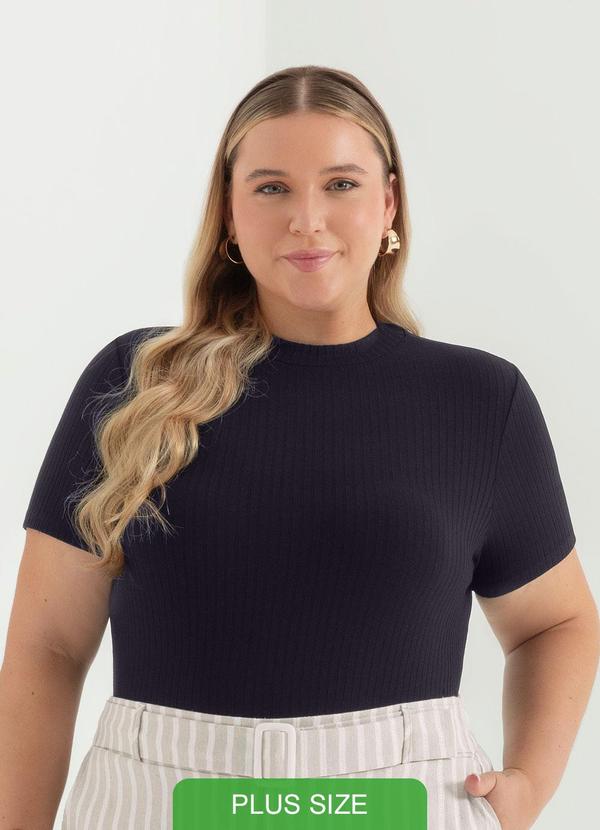 Cativa - Blusa Canelada de Gola Alta Preto