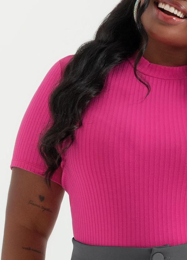 Cativa - Blusa Canelada de Gola Alta Rosa 2