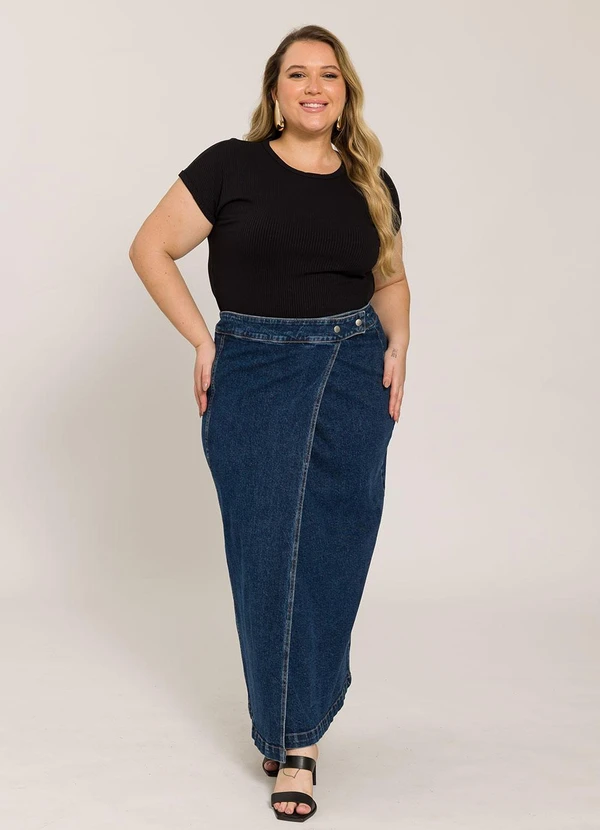 Lisamour - Blusa Canelada de Manga Curta Preta 3