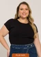 Lisamour - Blusa Canelada de Manga Curta Preta - variação: Preta