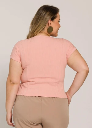 Lisamour - Blusa Canelada de Manga Curta Rosa - LISAMOUR