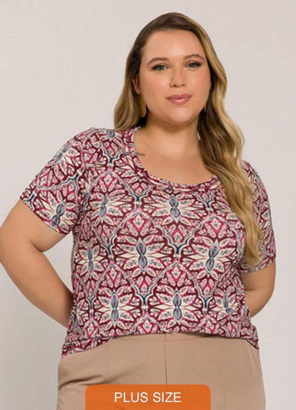 Lisamour - Blusa Canelada de Manga Curta Rosa