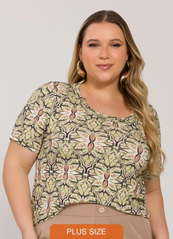 Lisamour - Blusa Canelada de Manga Curta Verde 5