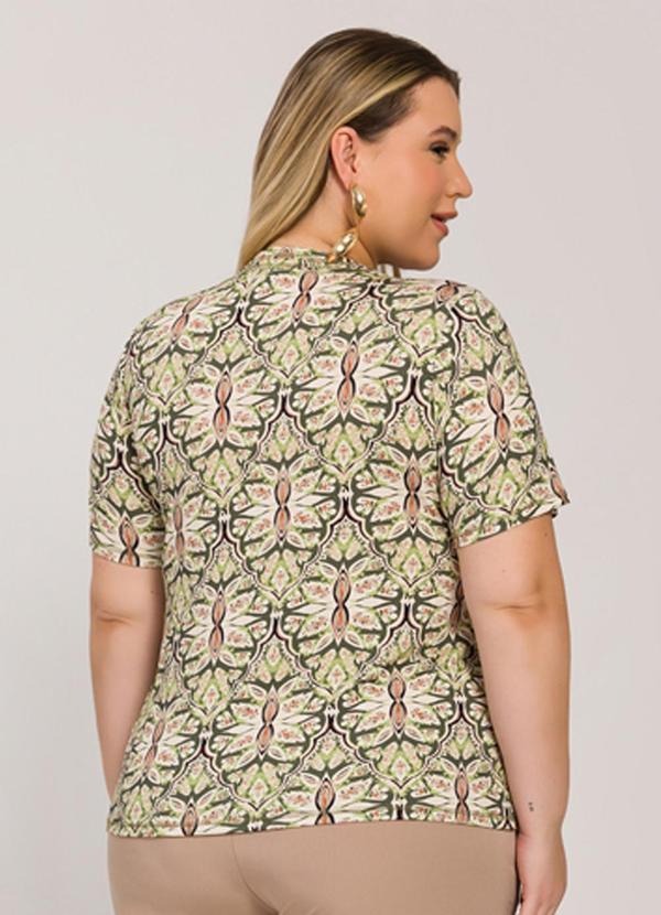 Lisamour - Blusa Canelada de Manga Curta Verde 4