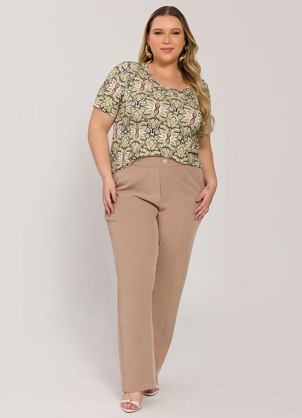 Lisamour - Blusa Canelada de Manga Curta Verde 3