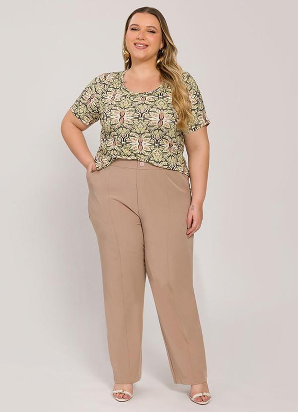 Lisamour - Blusa Canelada de Manga Curta Verde 6