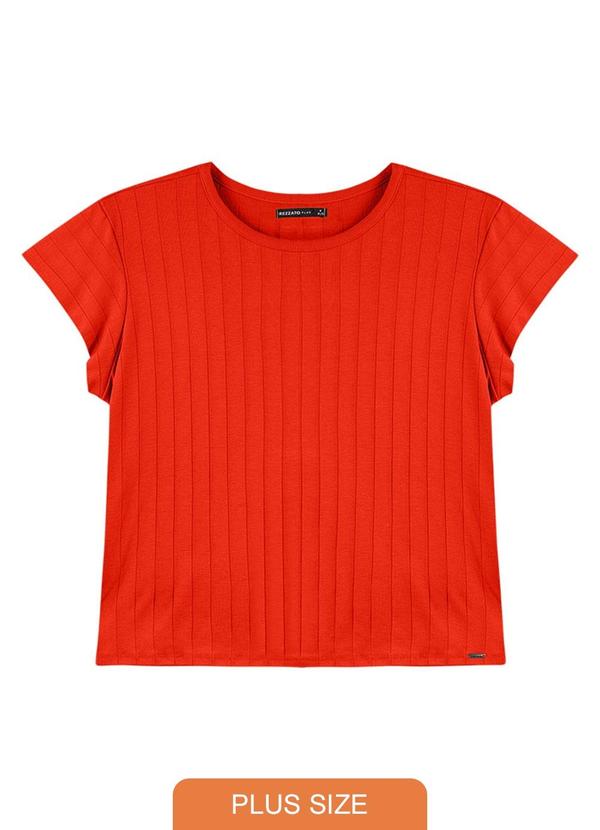 Rezzato - Blusa Canelada Manga Curta Plus Size Laranja 1